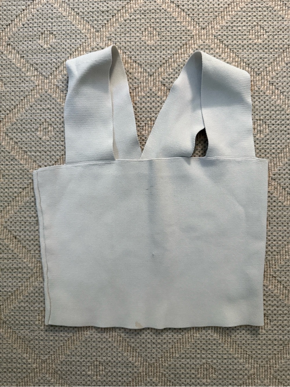 Women's White Knit Square Crop Tank Top